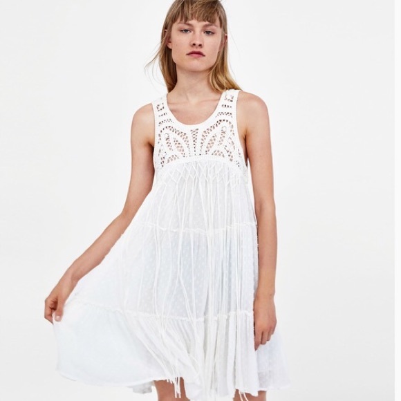 Zara Dresses & Skirts - Zara Crochet Fringe Dress